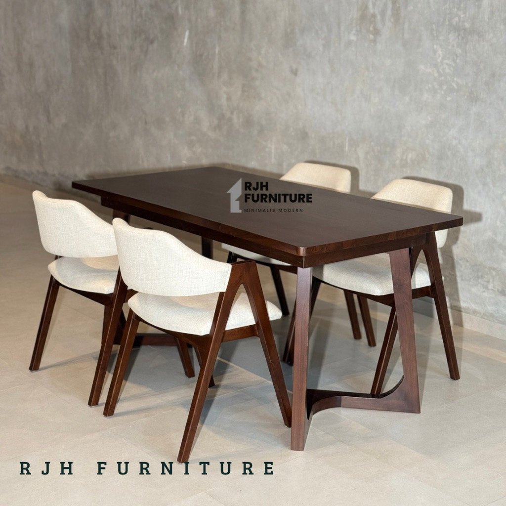 SET MEJA MAKAN MINIMALIS KAYU JATI, DINING SET KAYU JATI, DINING CHAIR, KURSI A