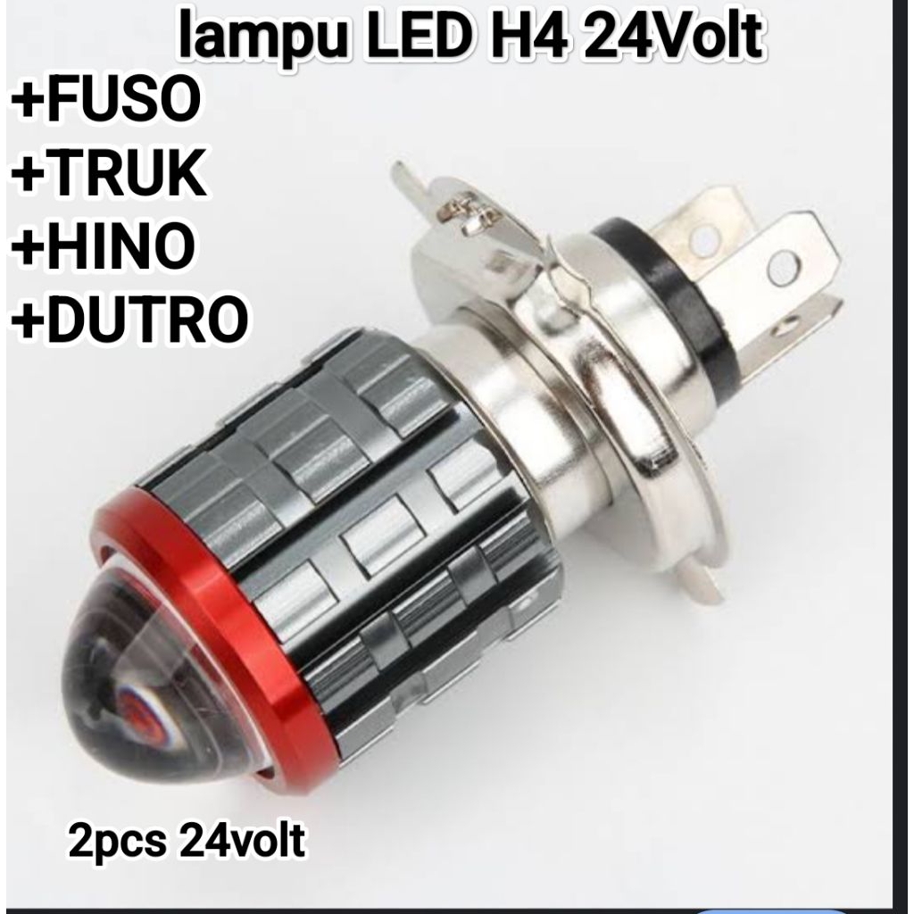 2 PCS LAMPU LED DEPAN H4 24V||HIGH BEAM 2D MODEL HYPER LASSER||LAMPU H4 LED TRUK, FUSO, HINO,NISSAN