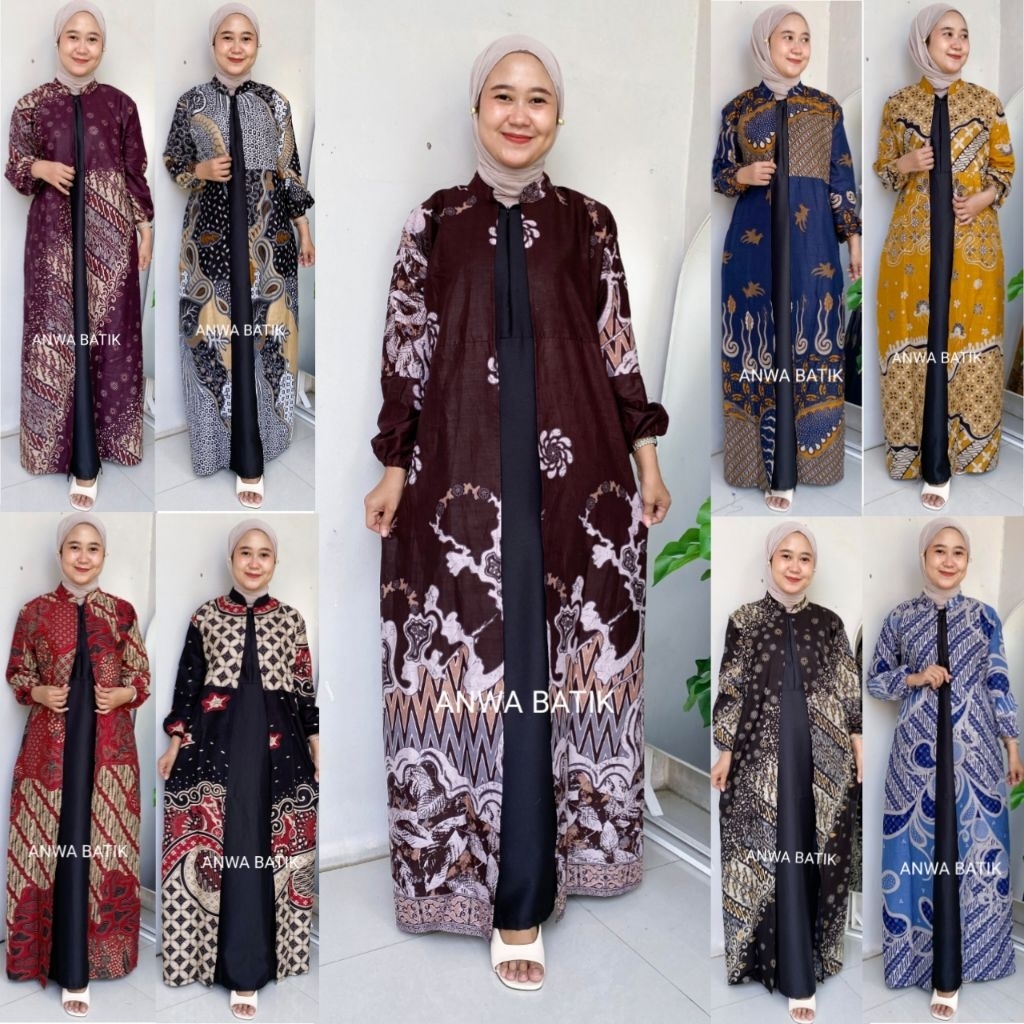 Gamis Batik Mix Moscrepe premium Wanita Busui Terbaru Gamis Batik Jumbo LD 130cm