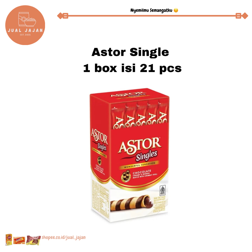 

Astor Single / Wafer Astor / Astor isi 20 pcs / Astor Box / Cemilan anak / Jajan anak