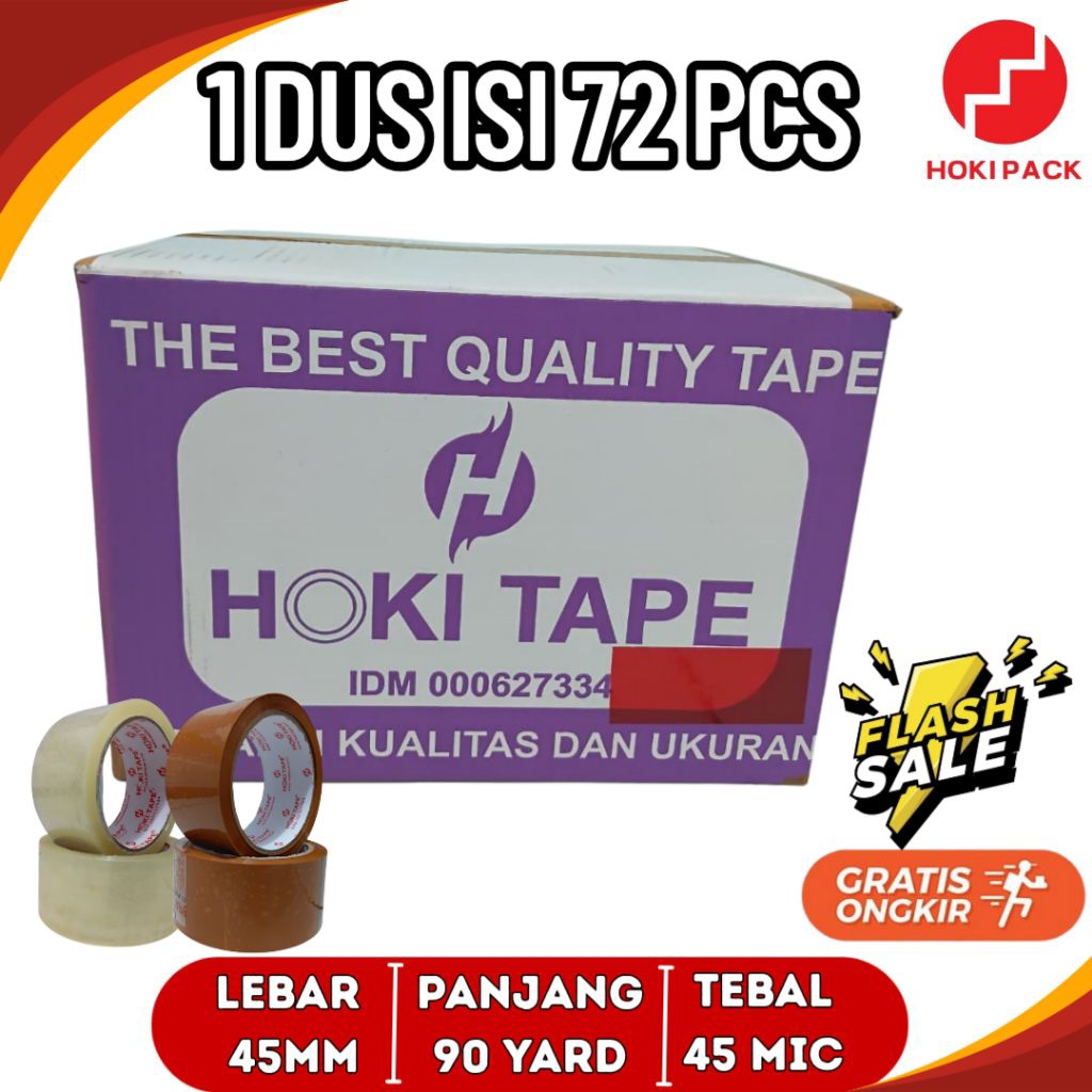 

Lakban 45MM 90Y Grosir 1 Dus Isi 72 Roll/Pcs Bening/Coklat Murah Packing Tebal Kuat