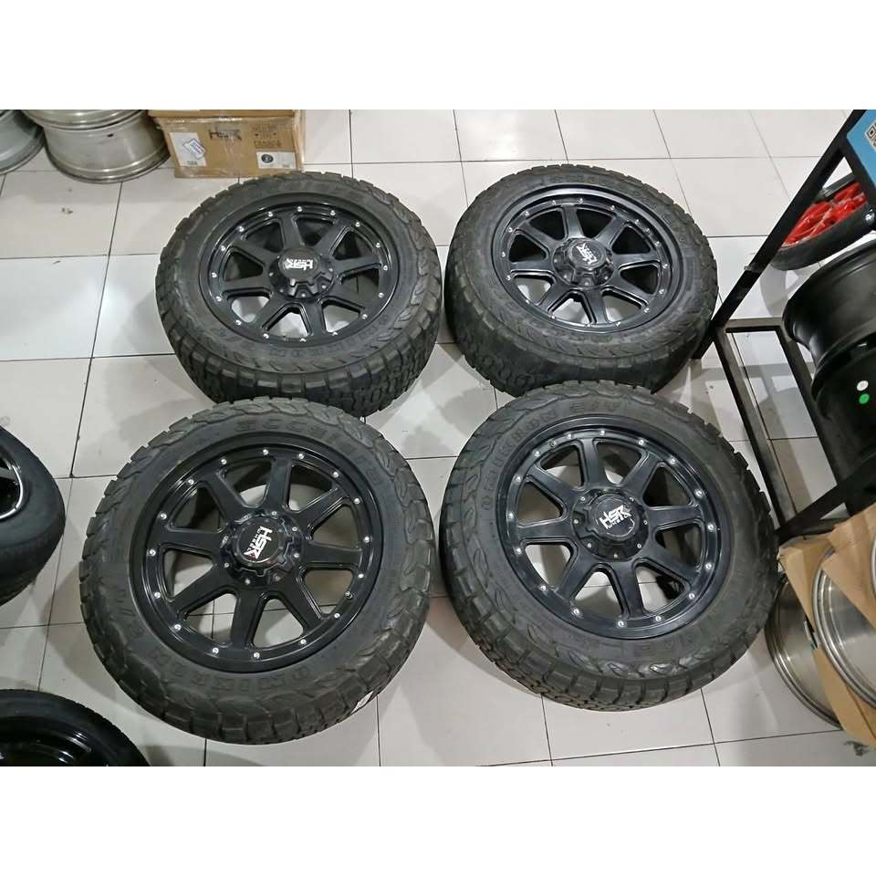 VELG MOBIL OFFROAD R20 VELG HSR MUZU R20X9 6X139 DAN BAN OMICRON C/T 275 55 R20 BISA BUAT PAJERO, FO
