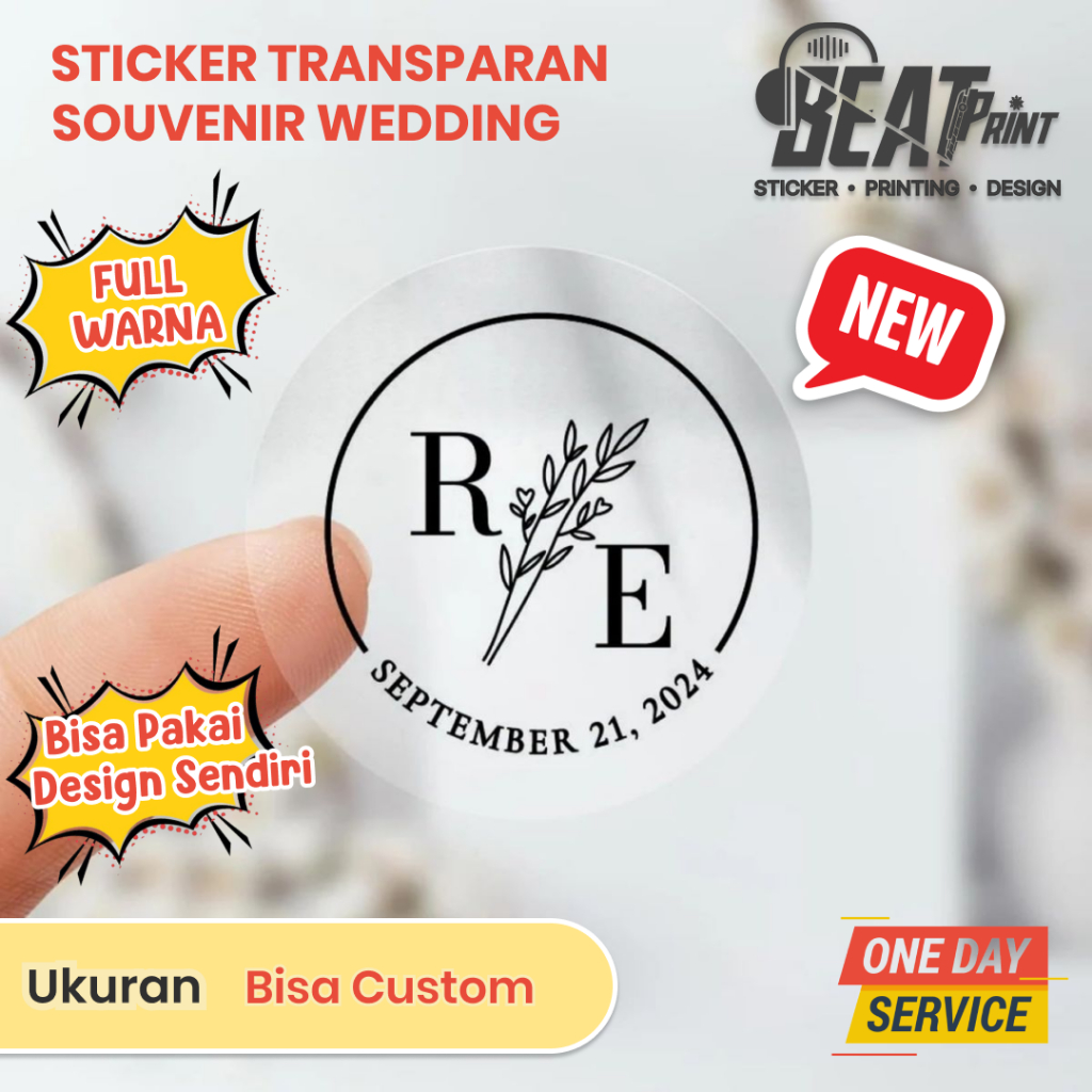 

Label & Stiker Transparan Souvenir Wedding - Custom Nama & Desain