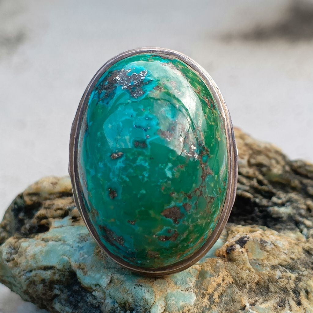 pirus Persia hijau jumbo ring perak