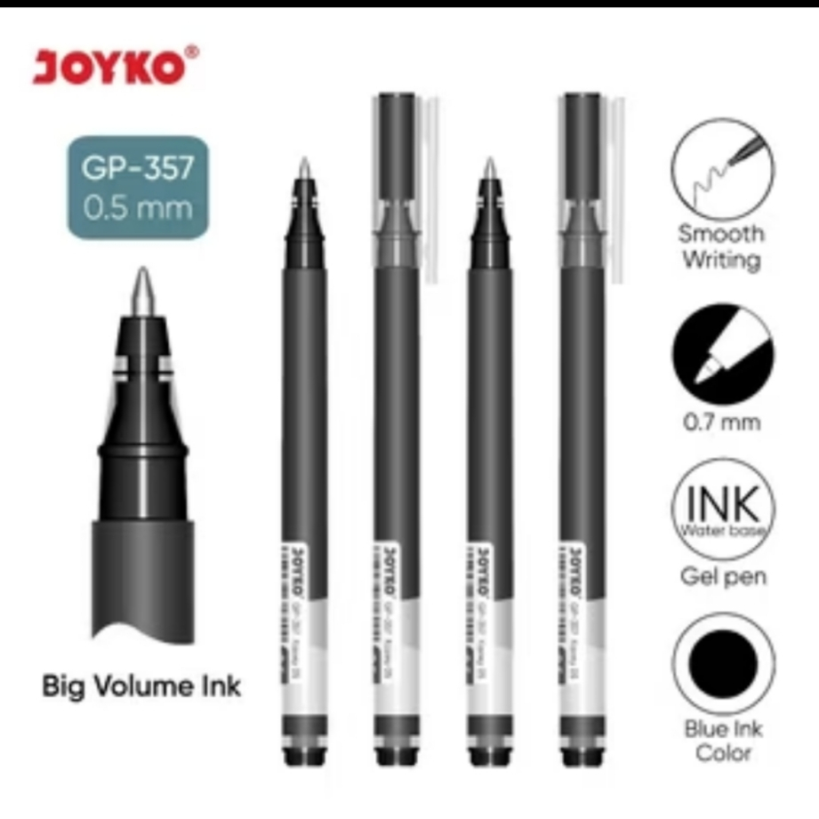 

Joyko Gel Pen 1 Box isi 12 Pcs GP-357 Kazey 0.5 mm Pulpen Pena Gel