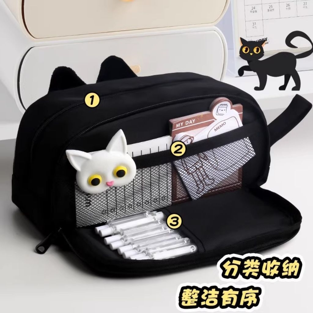 

Premium Kotak Pensil Muat Banyak Pencil Case Miow Storage Perlengkapan Alat Tulis Penyimpan Pena Pensil Slot Luas Tahan Air Resleting Lucu