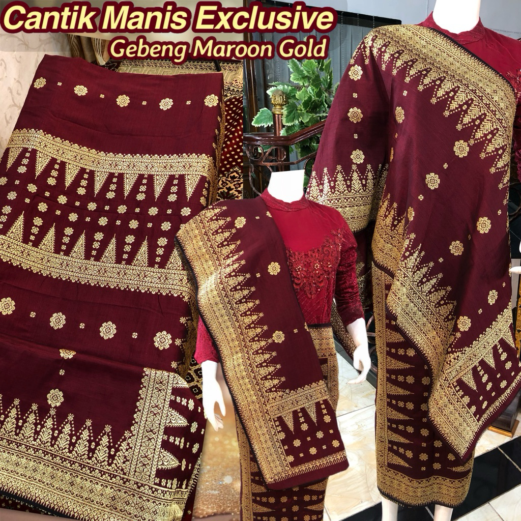 Songket Cantik Manis Exclusive Maroon Gold /songket tenun asli palembang /ilham songket palembang /s