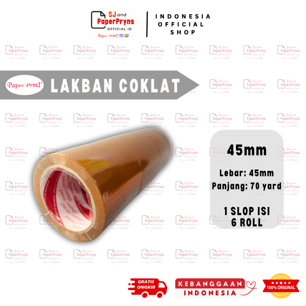 

PAPERPRYNS Lakban OPP Coklat 45mm x 90 Yard - 1 SLOP ISI 6 ROLL