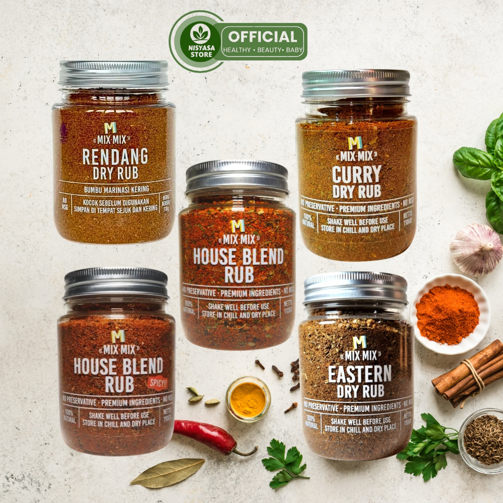 

Mixmix Bumbu Marinasi Serba Guna Rendah Lemak House Blend Rub Spices Cajun Seasoning BBQ Grill 110gr