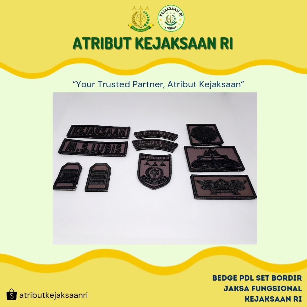 ATRIBUT KEJAKSAAN RI - BADGE PDL SET TU BORDIR JAKSA FUNGSIONAL KEJAKSAAN RI