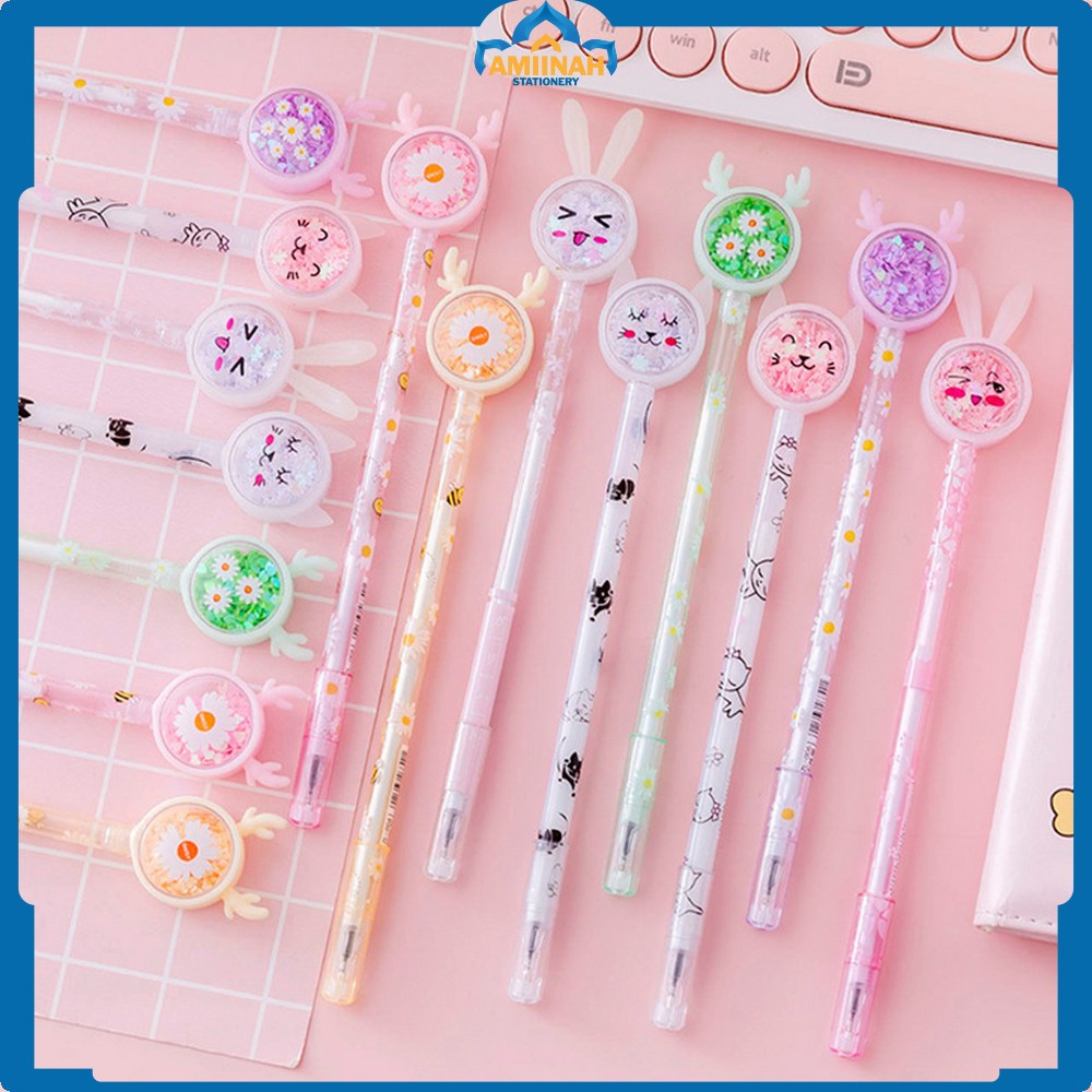 

Pena Cair Gel Bunny 0.5mm Pulpen Pastel Alat Tulis Karakter / Pena Cair Kupu Motif Payet Gliter Ink Gel Perlengkapan Sekolah Kantor Lucu Amiinah Stationery A90