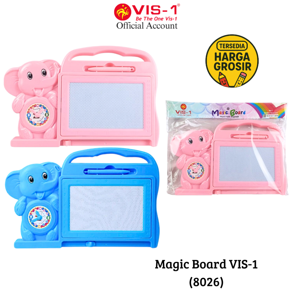 

VIS-1 - Papan Tulis Magnet Jalan / Magic Board Magnet + Jam motif Gajah 8026