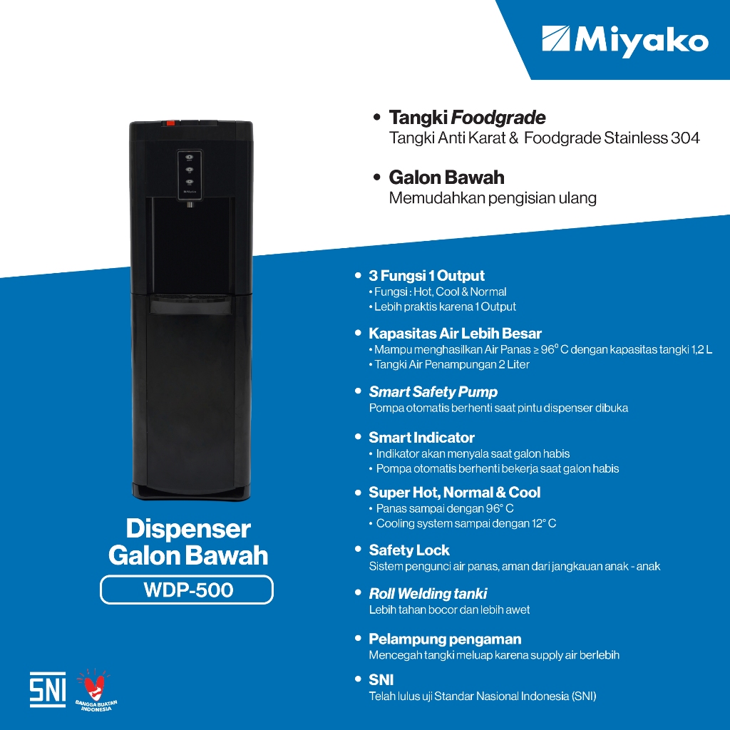 Miyako Dispenser Air Galon Bawah 3 in 1 - WDP500