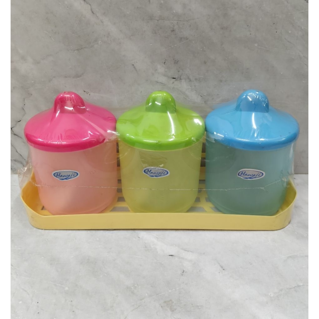 TEMPAT BUMBU SET 3 PCS HAWAII LIBERTY L 3014 / WADAH BUMBU PLASTIK - HAWAII