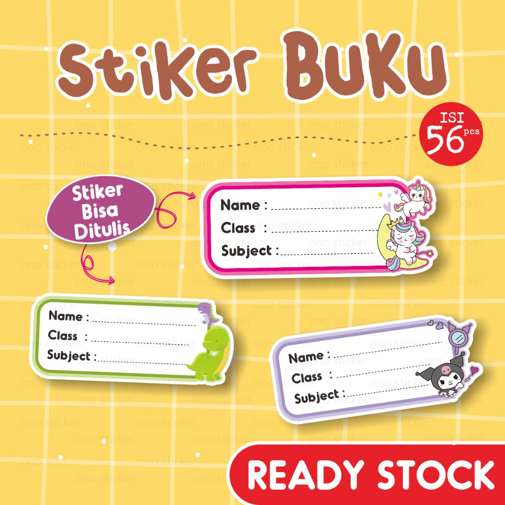

Stiker buku pelajaran / stiker nama buku ready stock
