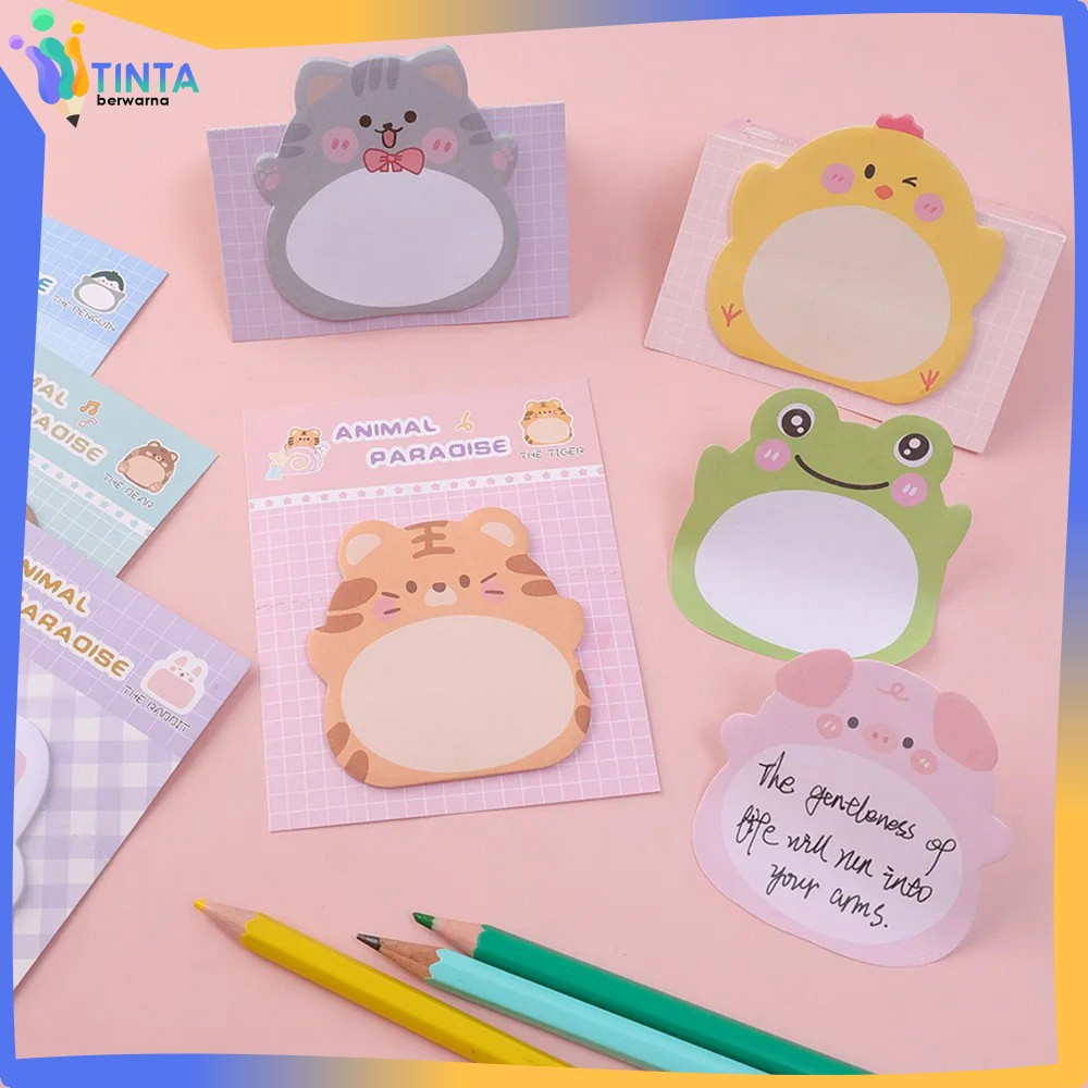 

Tempelan Kertas Sticky Notes Motif Animal Lucu Isi 20 Lembar / Catatan Memo Mini Karakter Hewan Multifungsi Tinta Berwarna A103