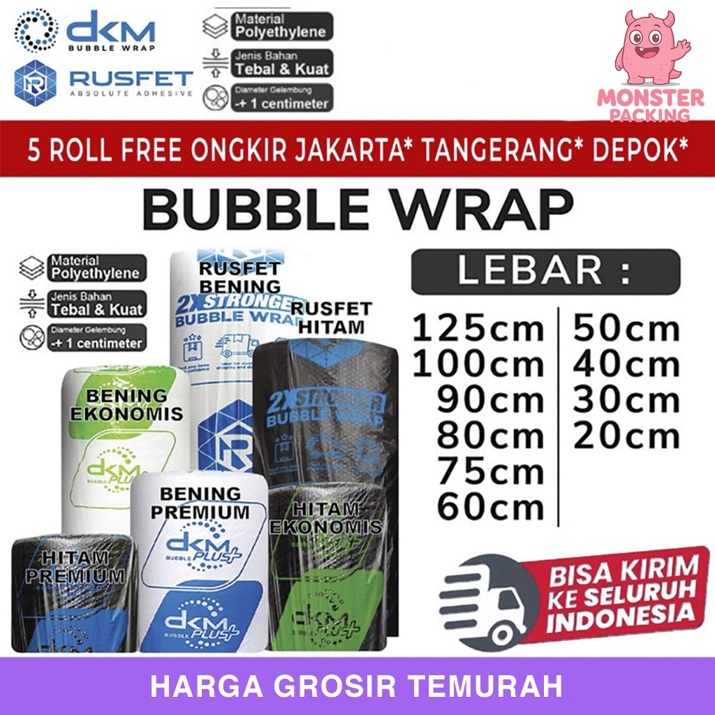 

Plastik Bubble Wrap 50meter HITAM PREMIUM DKM PLUS Bubblewrap TERMURAH / ROLL