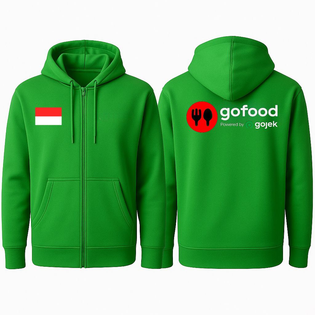 Jaket Hoodie Resleting GoFood Khusus Hijau, Jaket Shopee Food /Jaket Grabfood