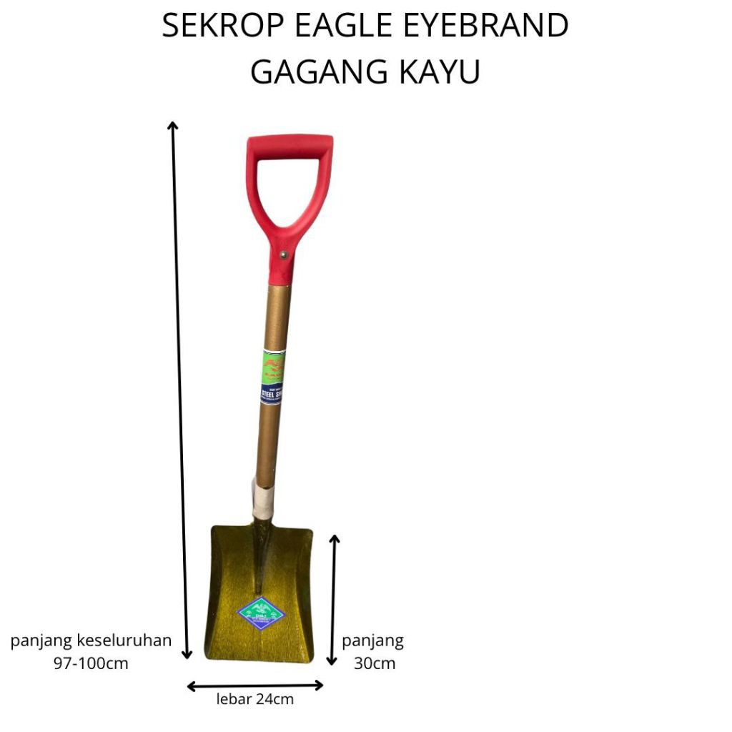 Sekrop Skop Sekop Pasir Cap Mata Eagle Papak Gagang Kayu