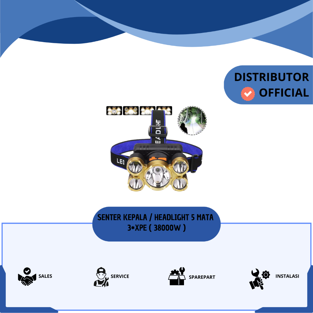 SENTER KEPALA / HEADLIGHT 5 MATA 3*XPE ( 38000W )