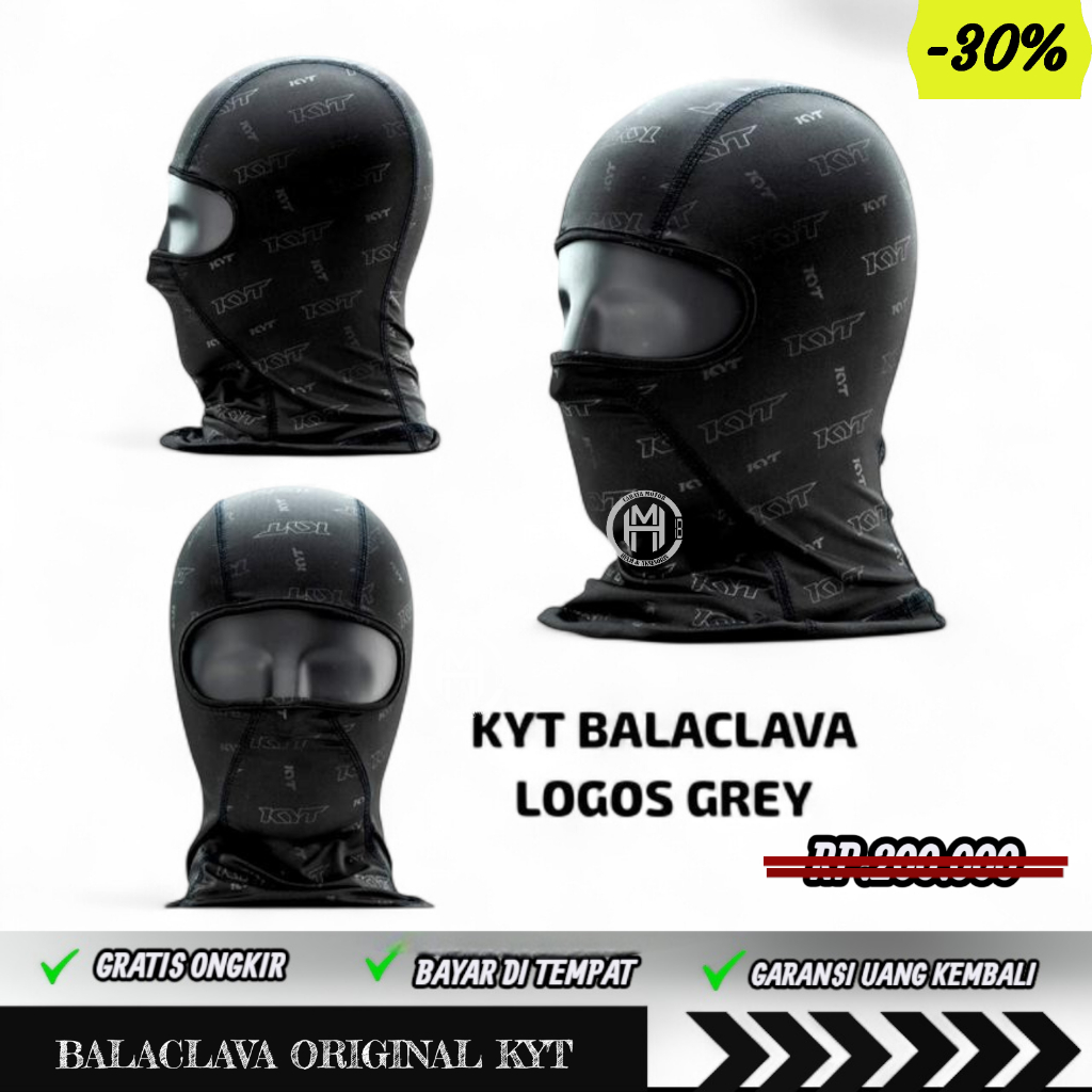 KYT BALACLAVA LOGOS ORIGINAL KYT- BLACK/GREY - BLACK/GREY