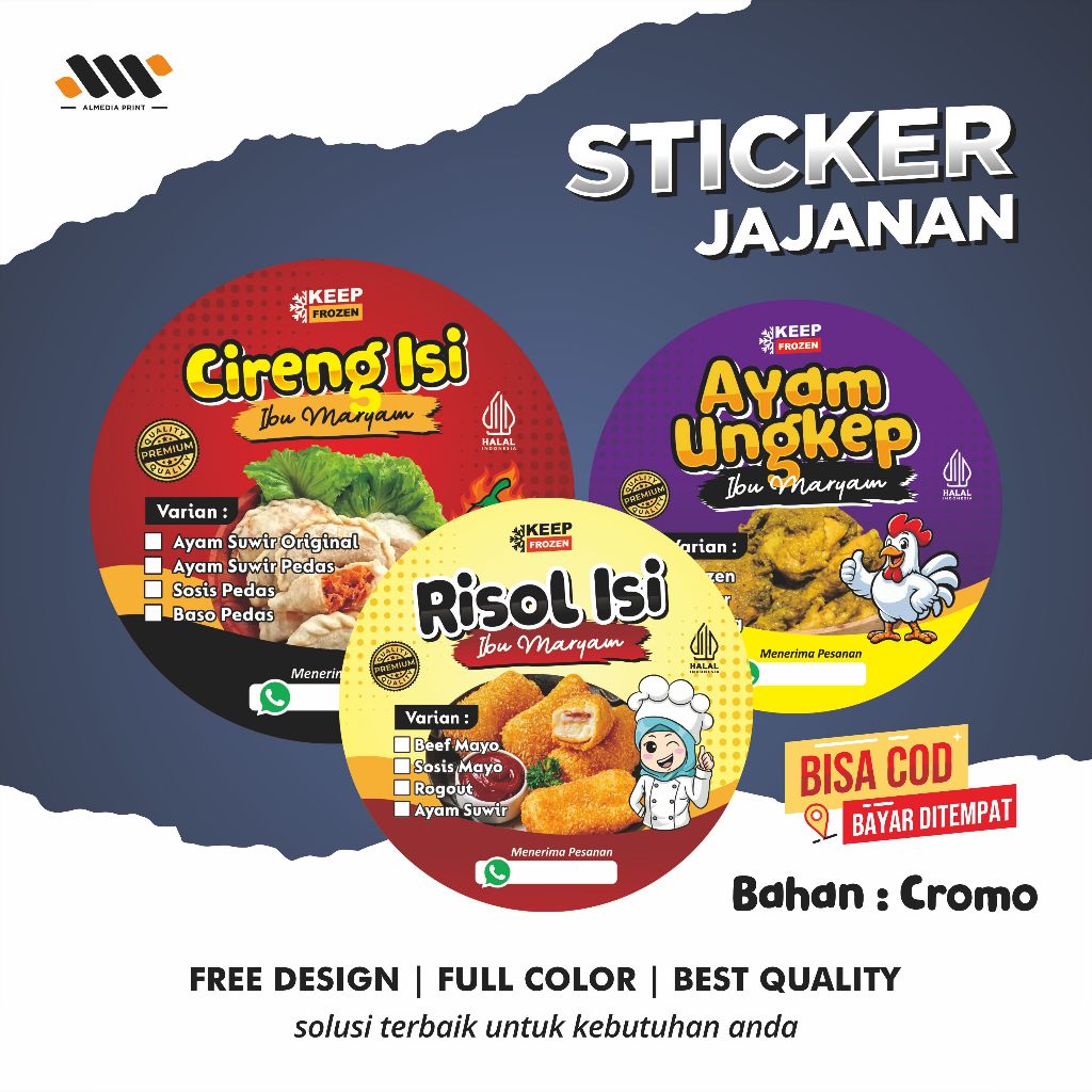 

(MINIMAL 100 PCS) Sticker Jajanan