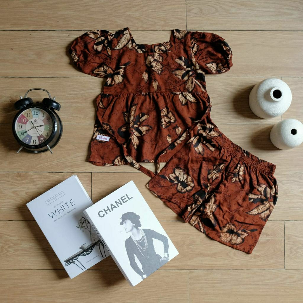 Setelan pendek  anak perempuan 4-6th rayon / one set rayon pendek anak perempuan