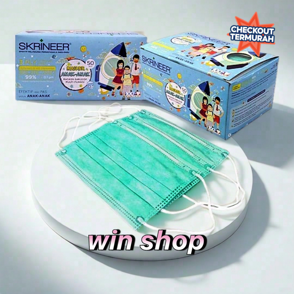 BEST SELLER_MASKER SKRINEER ANAK EARLOOP 3 PLY BFE 99% PALING MURAH