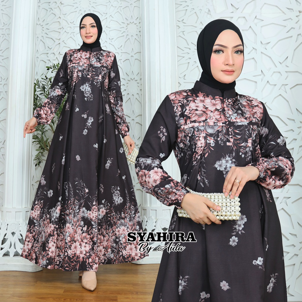 SYR|Gamis Kombinasi Motif Bunga