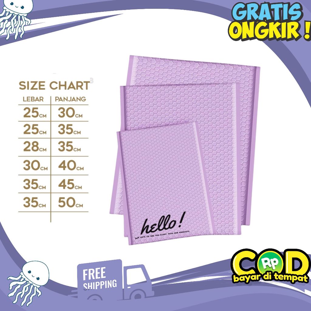 Bubble Mailer Envelope Bubble Lilac Purple Bubble Packing Murah (10 PCS)