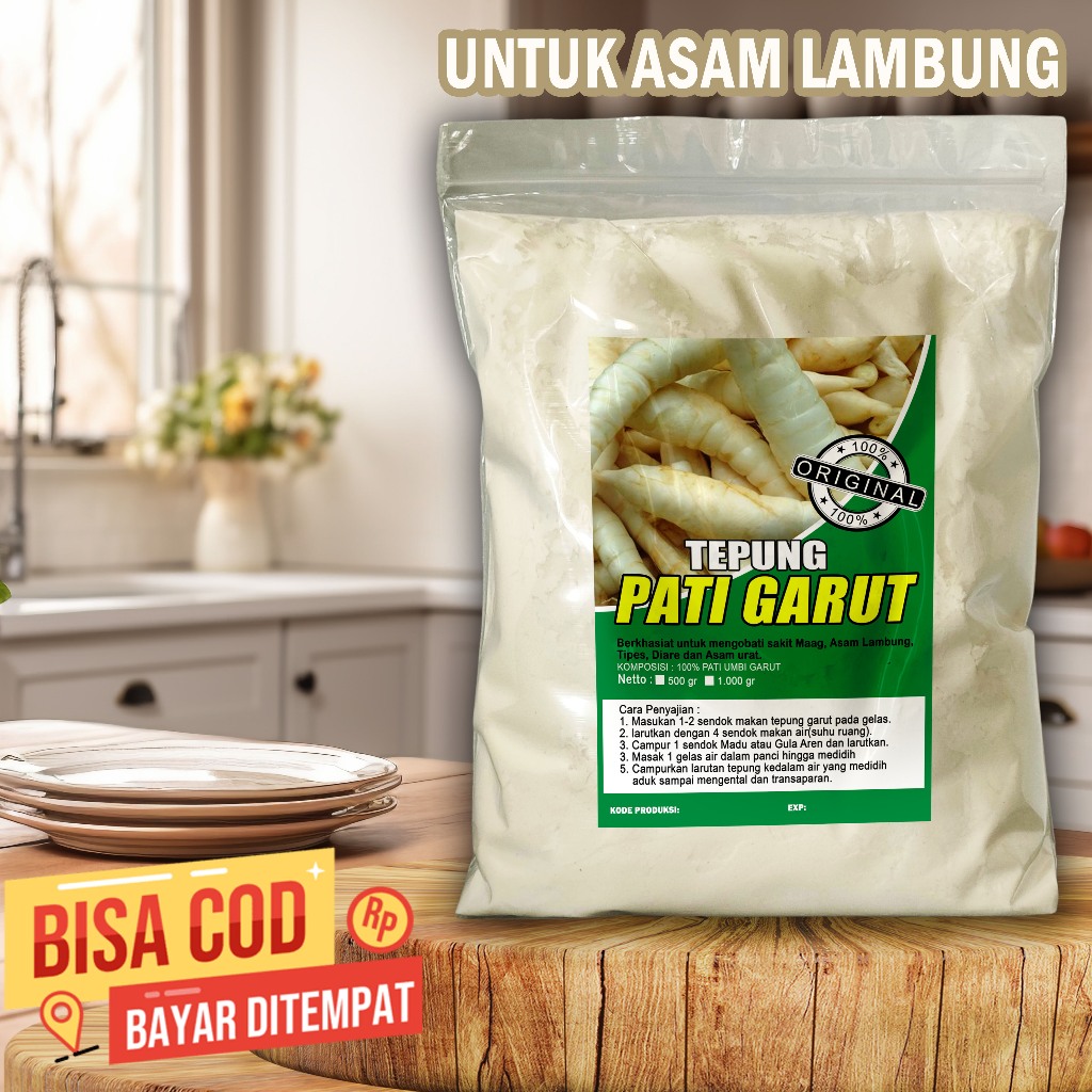 

TEPUNG GARUT UNTUK ASAM LAMBUNG 1KG KWALITAS PREMIUM + PATI GARUT + TEPUNG GARUT