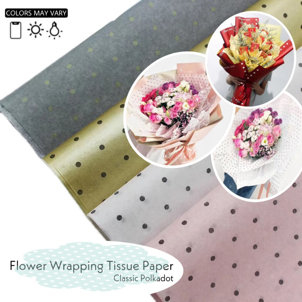 

( 1 Pak - 20 Lembar ) CLASSIC POLKADOT - KERTAS KADO - GIFT WRAPPING PAPER - TISSUE CLASSIC PAPER