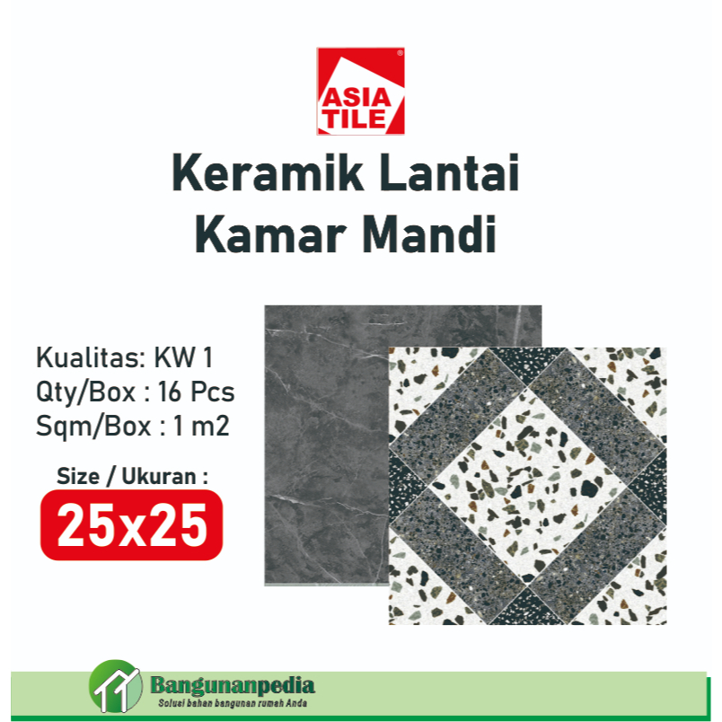 Asia tile Keramik Lantai Kamar Mandi 25x25