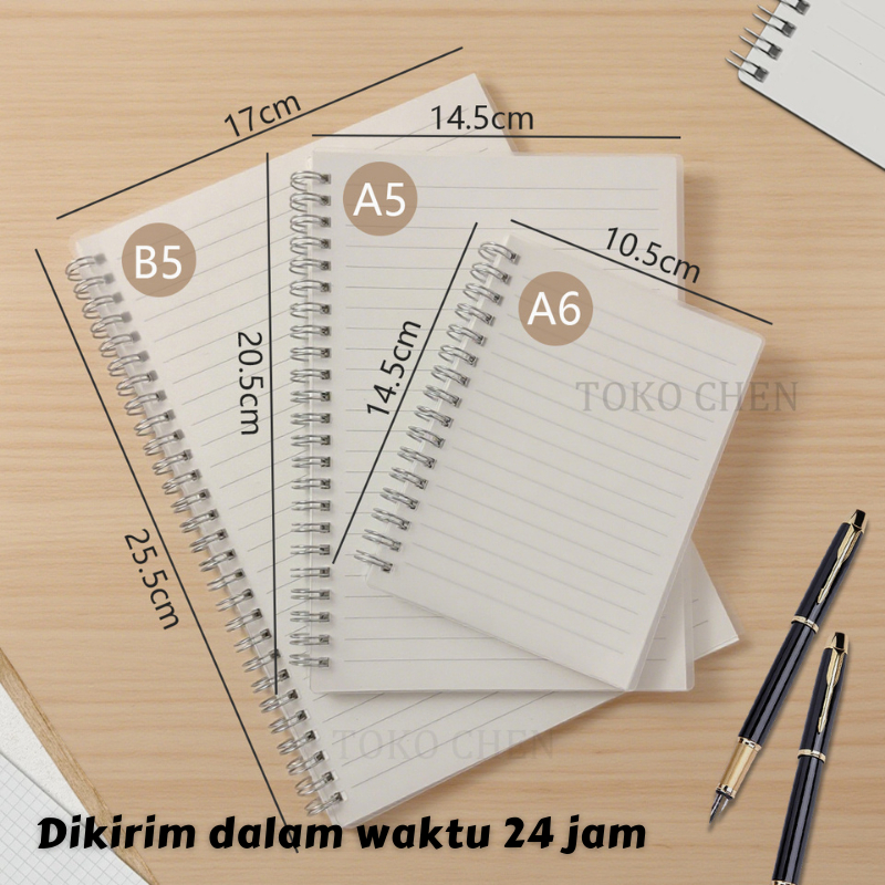 

A6 B5 A5 Buku Catatan Notebook Spiral Clear Garis Kotak Sketch Journal 70 lembar cover transparan