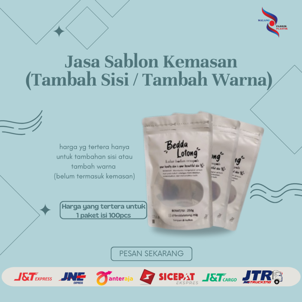 

[BELUM TERMASUK KEMASAN] JASA SABLON KEMASAN / PLASTIK SABLON / PLASTIK CUSTOM FREE DESIGN