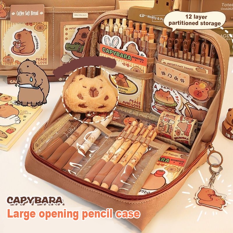 

Kotak Pensil Kanvas 12 Sekat Jumbo - Kapasitas 90° & Desain Polos Cocok untuk Perlengkapan Sekolah Kantor/Capybala Pencilcase