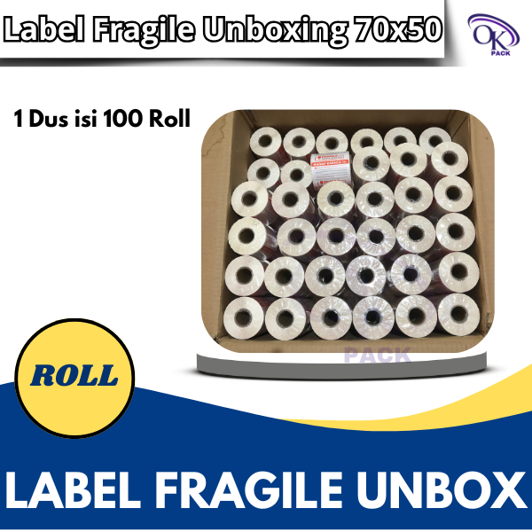 

LABEL STICKER THERMAL FRAGILE 70X50 ISI 500PCS (1 Dus isi 100Roll),( Wajib Video Unboxing Stiker Jangan Dibanting Online Shop)