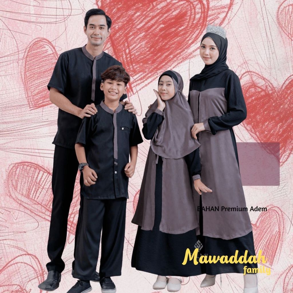 Gamis Couple Pasangan Suami Istri Seragam Sarimbit Terbaru Warna Hitam Silmi Mawaddah Family