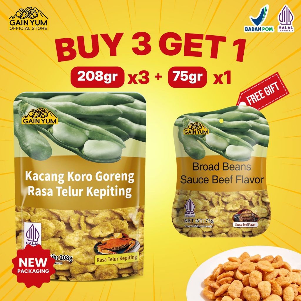 

Gain Yum - Kacang Koro Rasa Telur Kepiting 208g