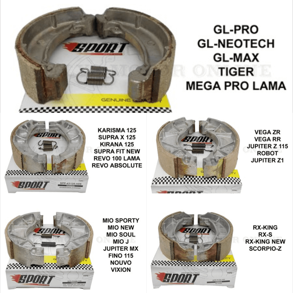 KAMPAS REM BELAKANG DISPAD KAMPAS REM TROMOL PREMIUM SPORT Vega ZR Karisma Supra x 125 Mio Sporty RX