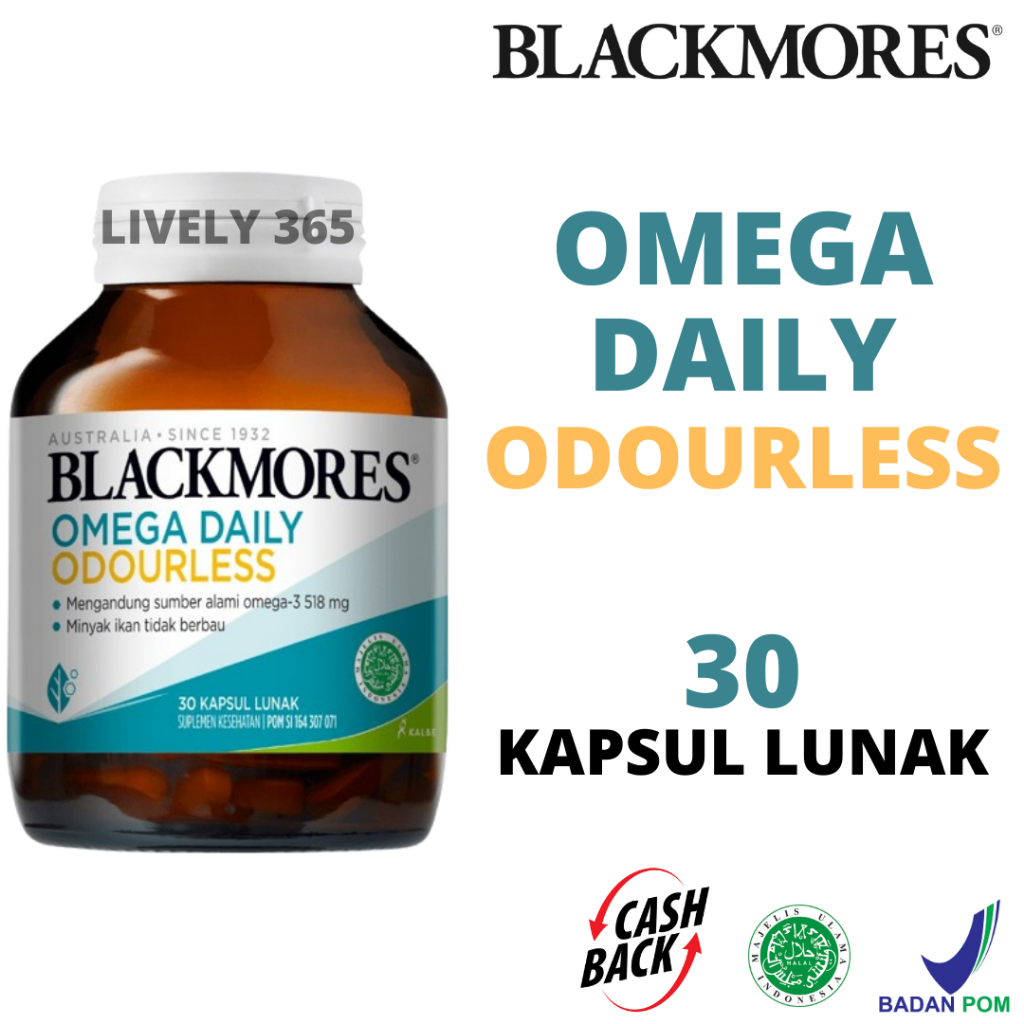 Omega Daily Odourless Omega 3 518 mg EPA DHA | Blackmores | 30 Kapsul Lunak