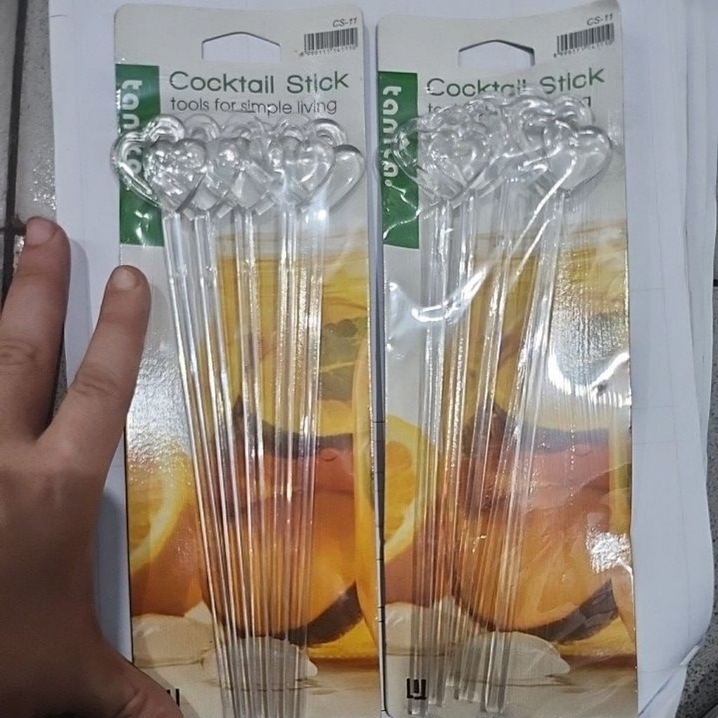 Cocktail Stick Aduk Jus Plastik Adukan Minuman Plastik bentuk Hati Cs-11