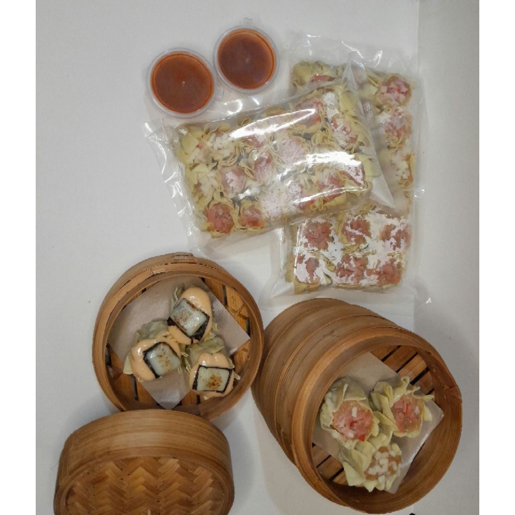 

paket mentai komplit dimsum mini isi 18 pcs( free saus mentai+keju+rumput laut)