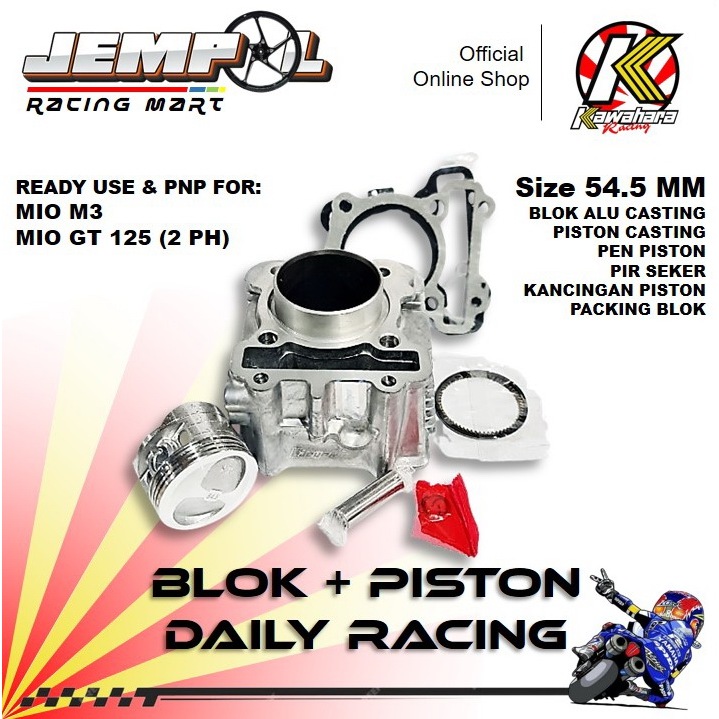 Kawahara Blok + Piston Casting Bore Up Daily Racing Mio M3 GT 125 54.5 MM