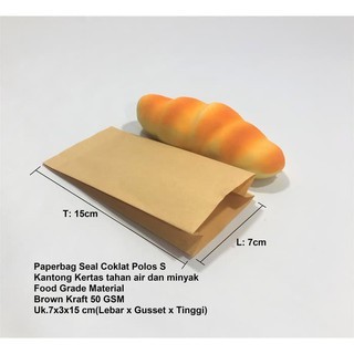 

100 PCS Paperbag SEAL Kantong Kertas Coklat 7x3x15 (S) Tahan Air dan Minyak