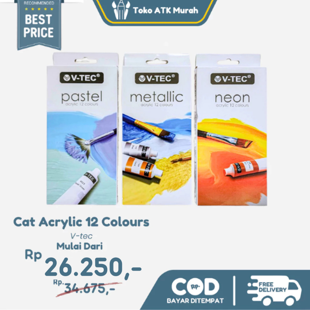 

Cat Acrylic Pastel Colour VTEC Cat Akrilik 12 Warna 6ml V-Tec