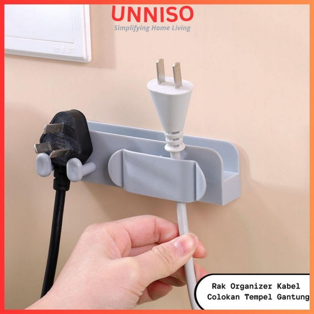 UNNISO - Rak Organizer Kabel Colokan Tempel Gantung