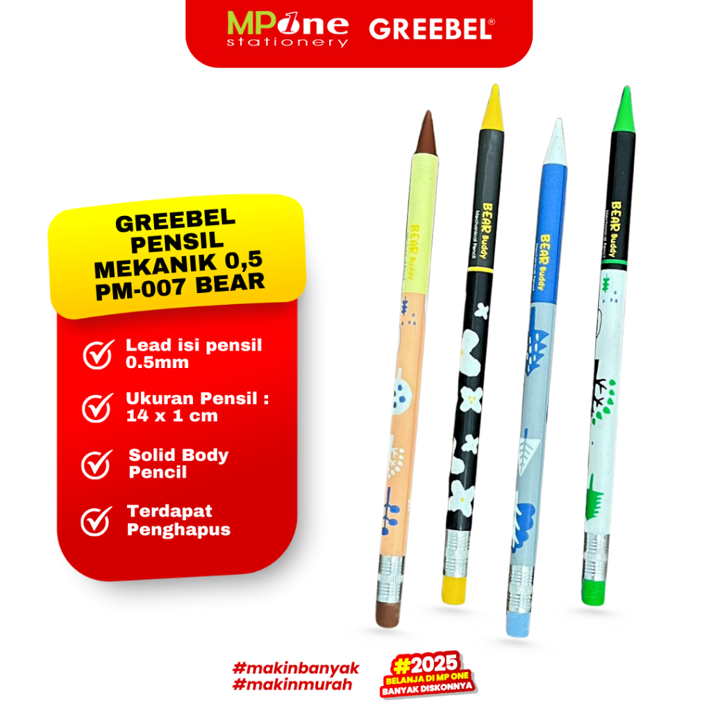 

Greebel Pensil Mekanik 0,5MM PM-007 Bear / Mechanical Pencil Penghapus / Pencil Mechanic Lucu Unik GREEBEL