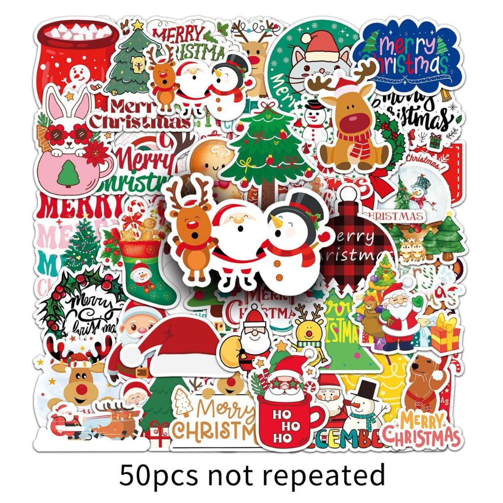 

Stiker Natal Vynil Label Kue Isi 50 Pcs Xmas Set Sticker Box Cookies Christmas