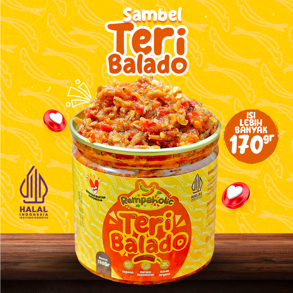 

Rempaholic - Sambal Teri Balado 170g - Sambel Pedas Enak Dan Praktis